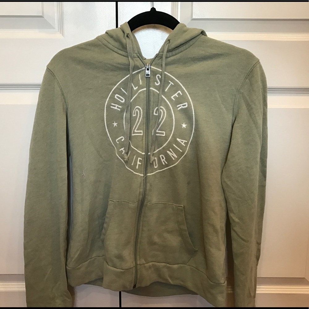Hollister Green Drawstring Hoodie Size Small